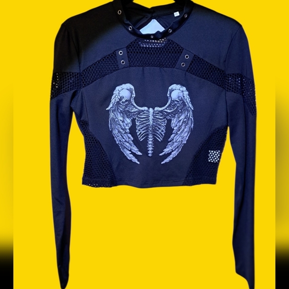 Tops - SKULL Goth Crop Top
